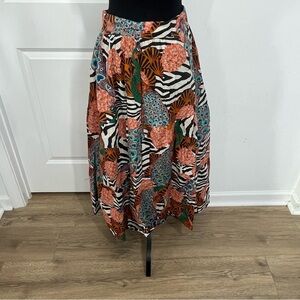 Pearl Pagoda Peacock Zebra Maxi Skirt Sz M